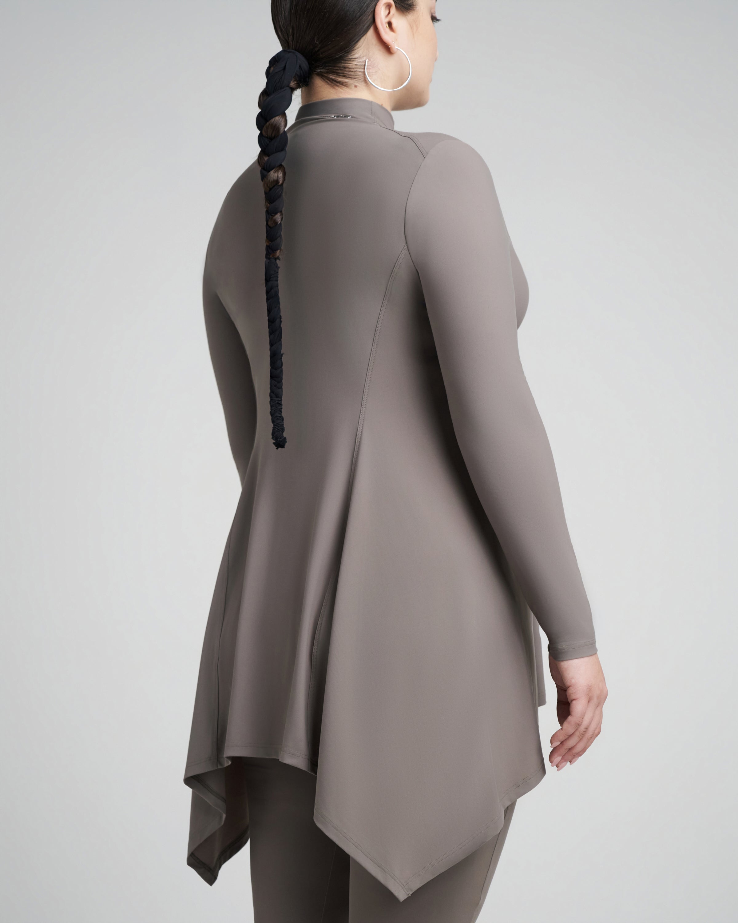 Long Sleeve Studio Draped Peplum