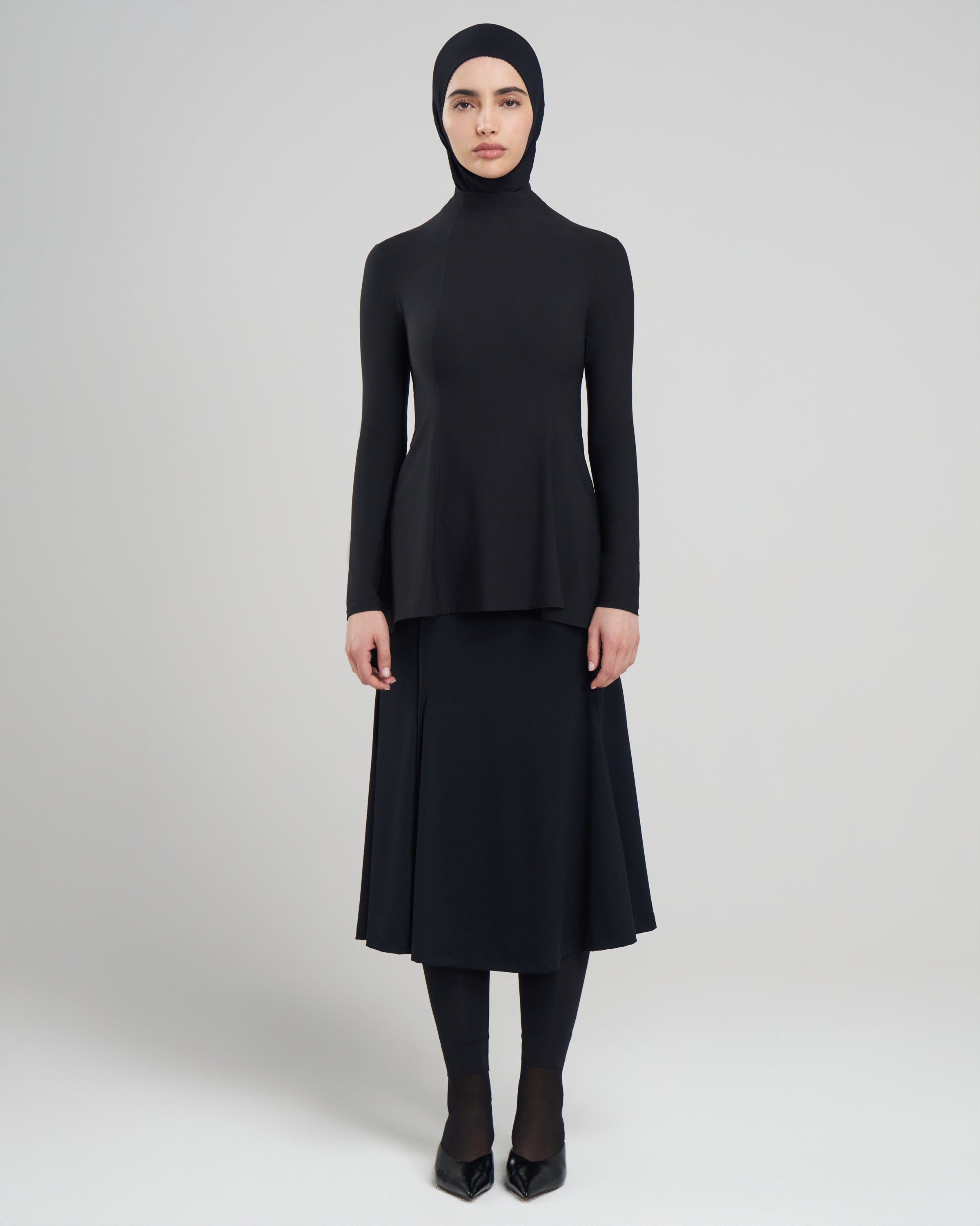 Long Sleeve Studio Draped Peplum