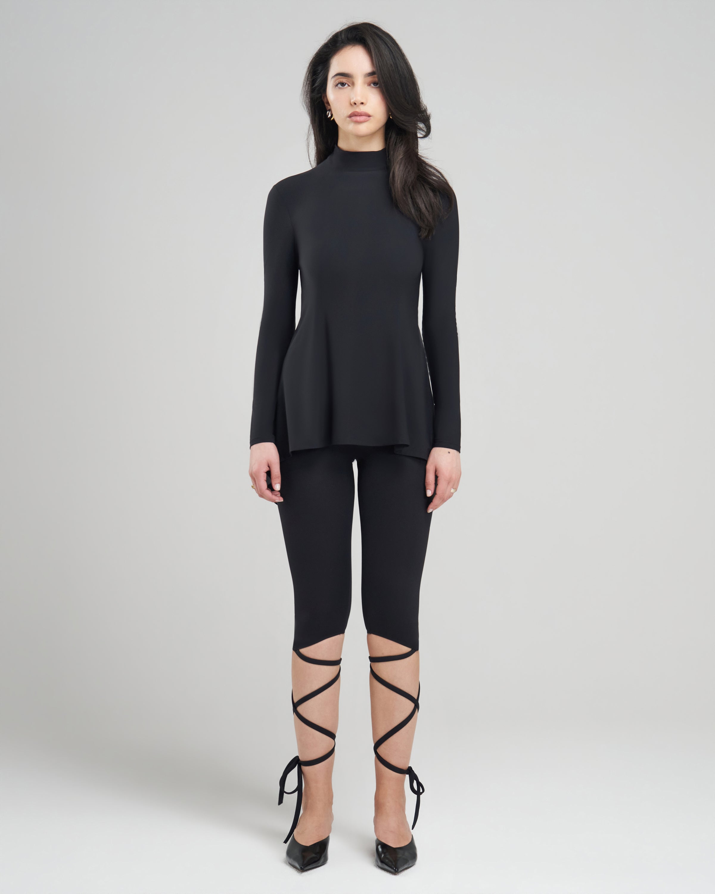 Long Sleeve Studio Draped Peplum