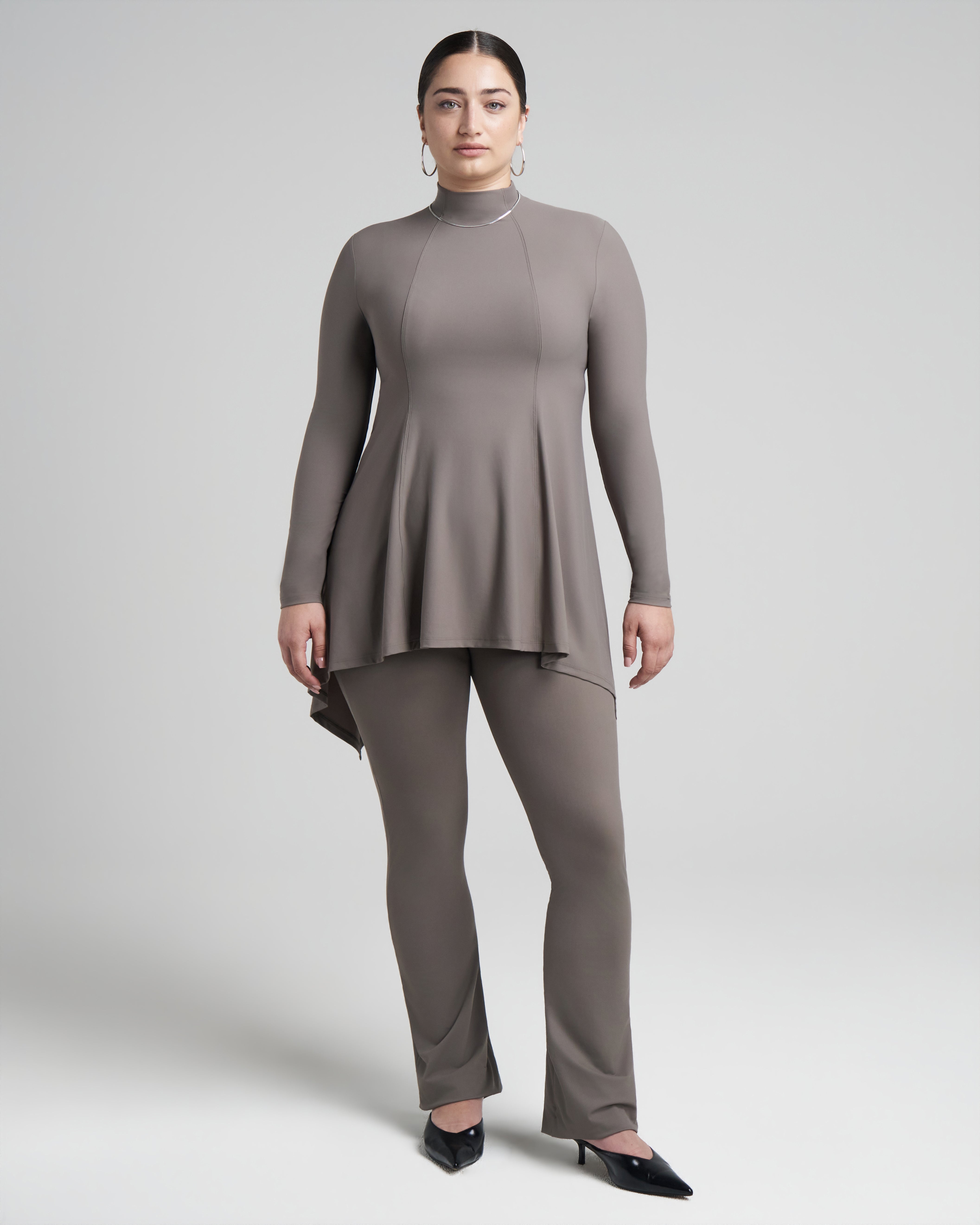 Long Sleeve Studio Draped Peplum