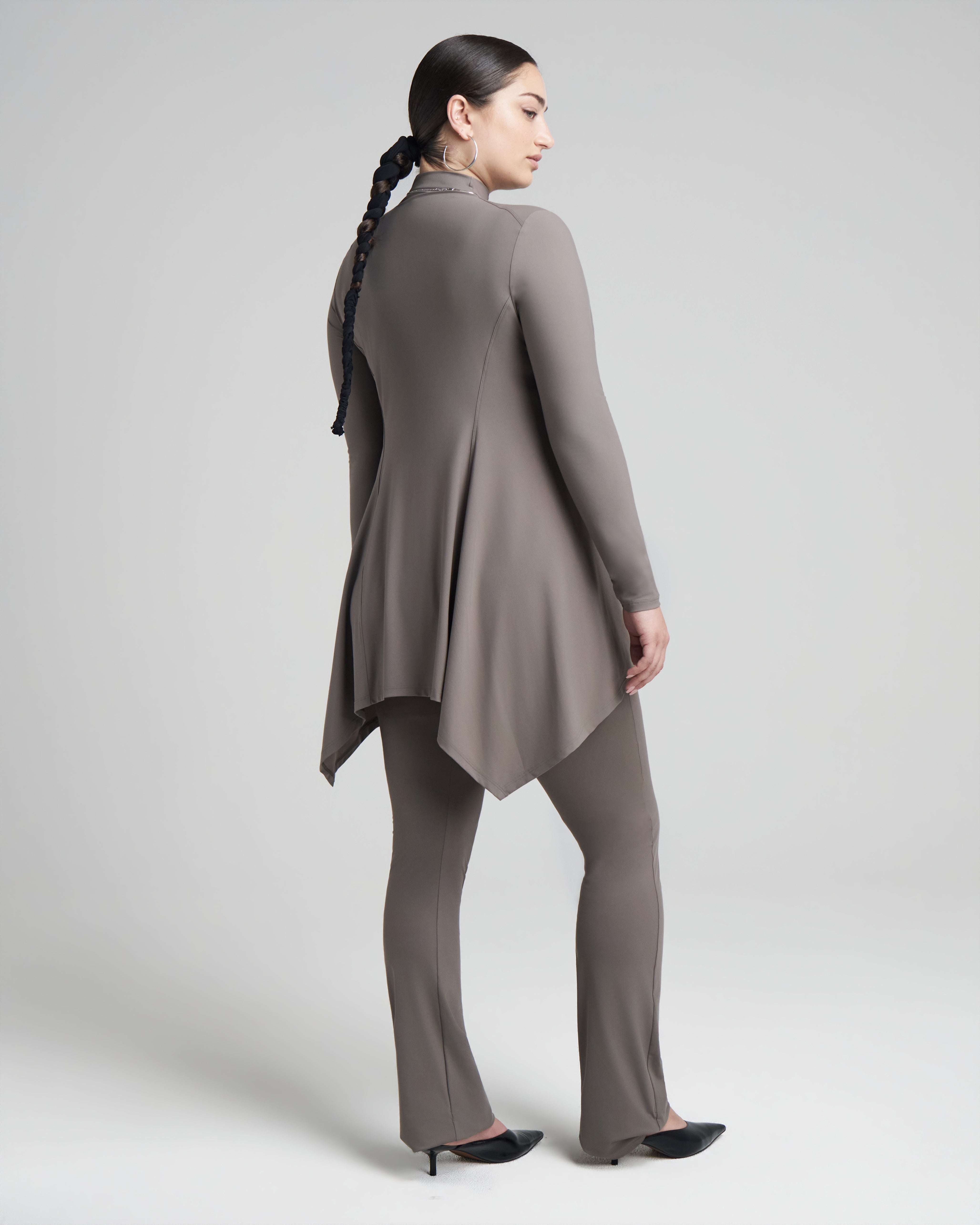 Long Sleeve Studio Draped Peplum
