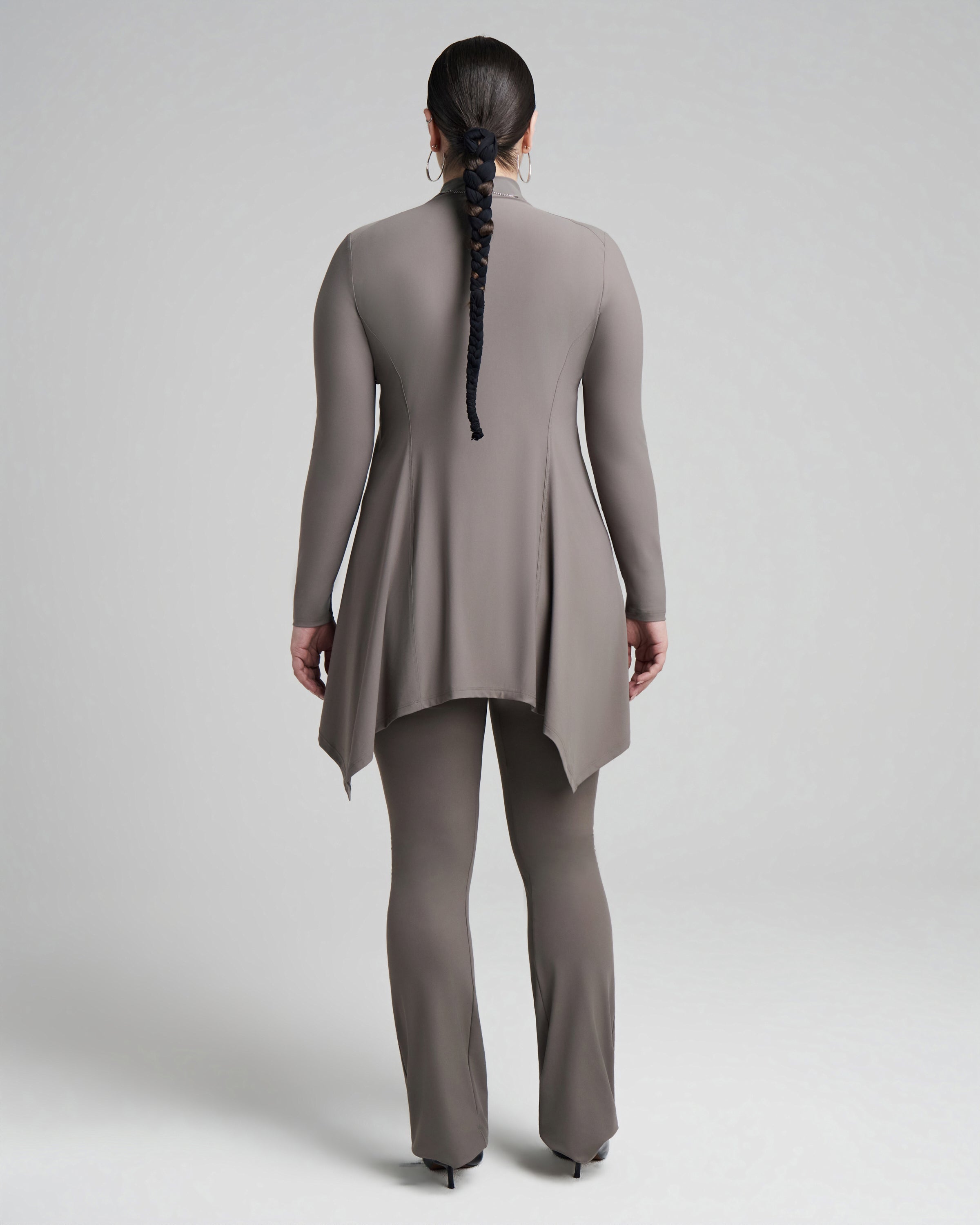 Long Sleeve Studio Draped Peplum