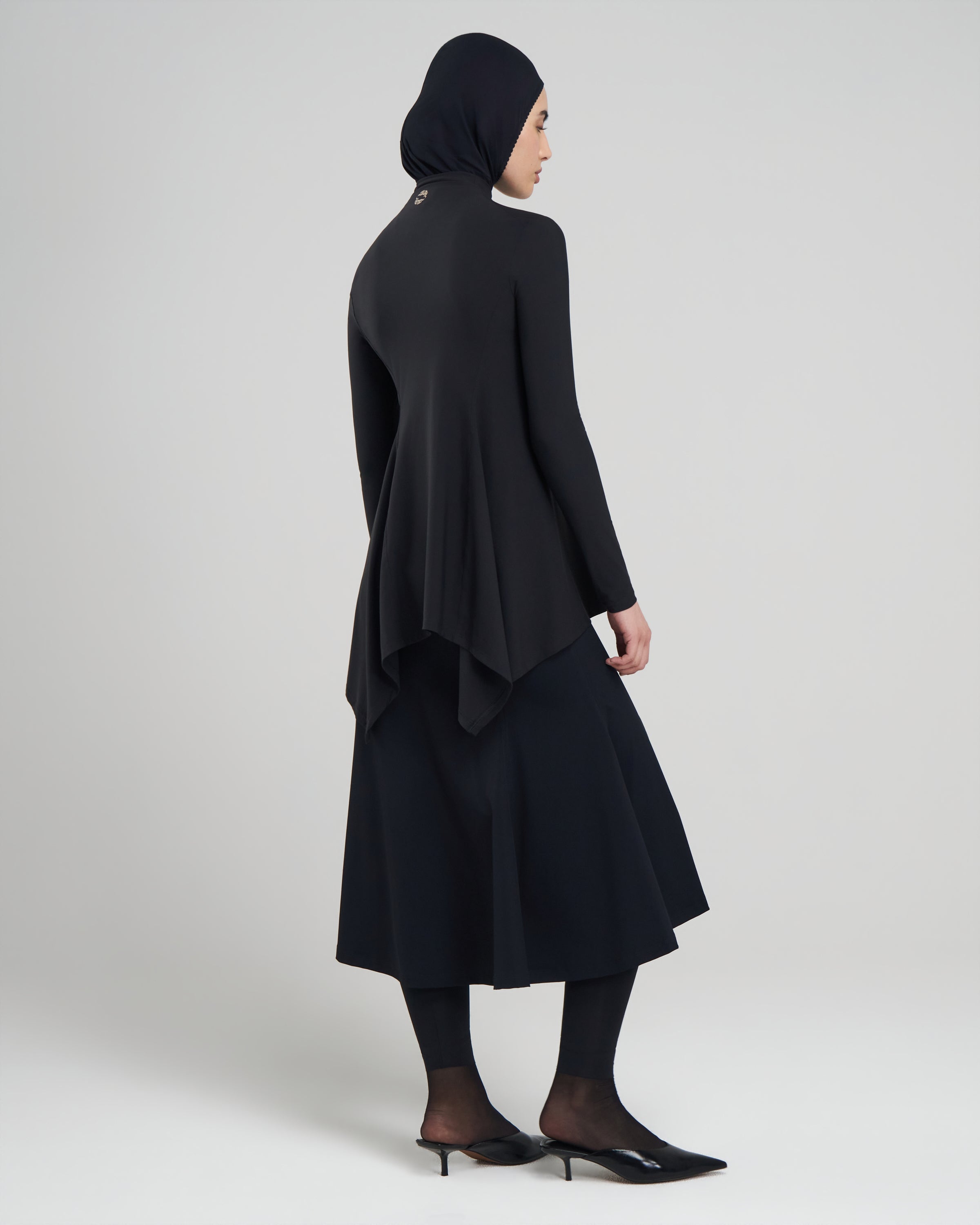 Long Sleeve Studio Draped Peplum