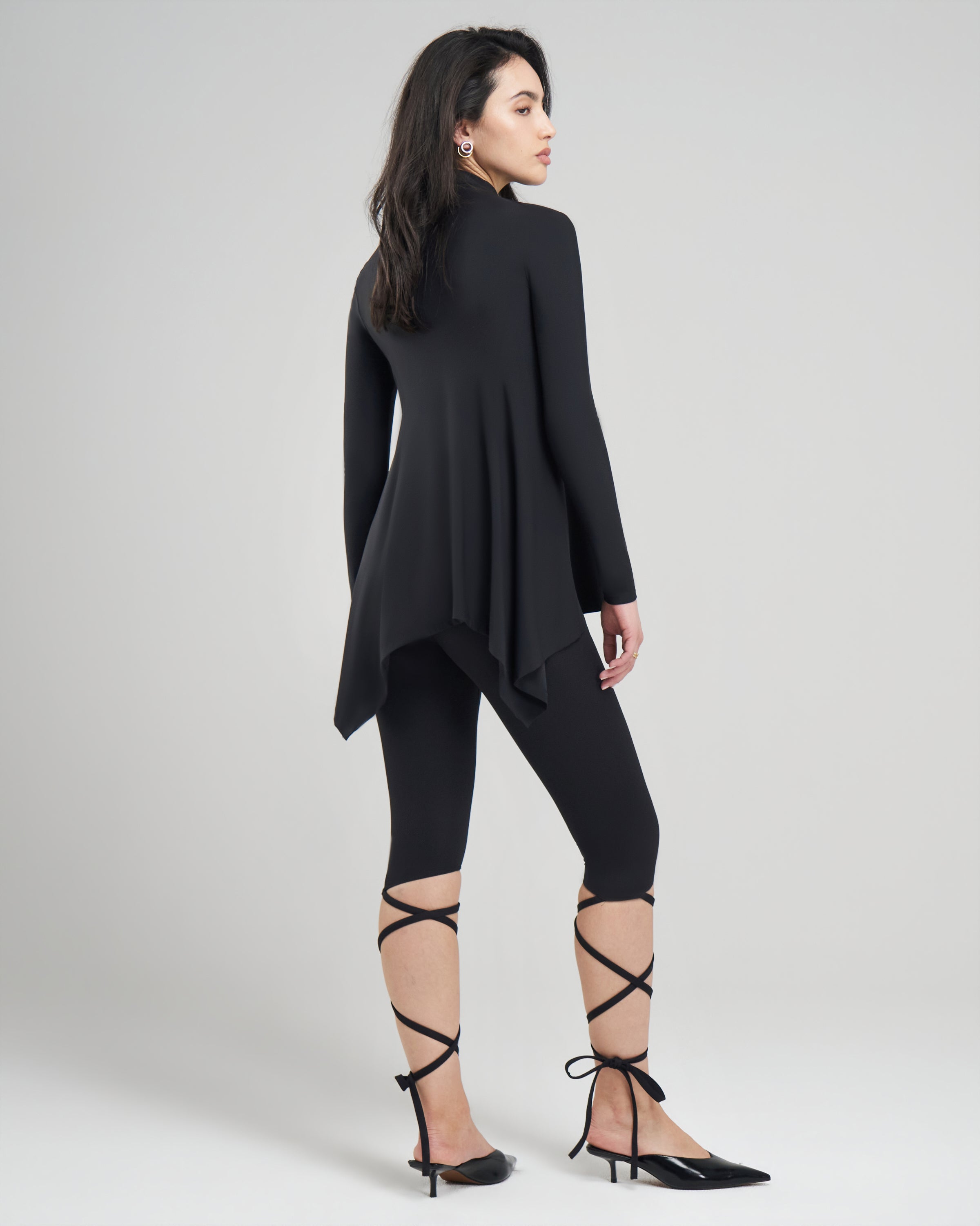 Long Sleeve Studio Draped Peplum